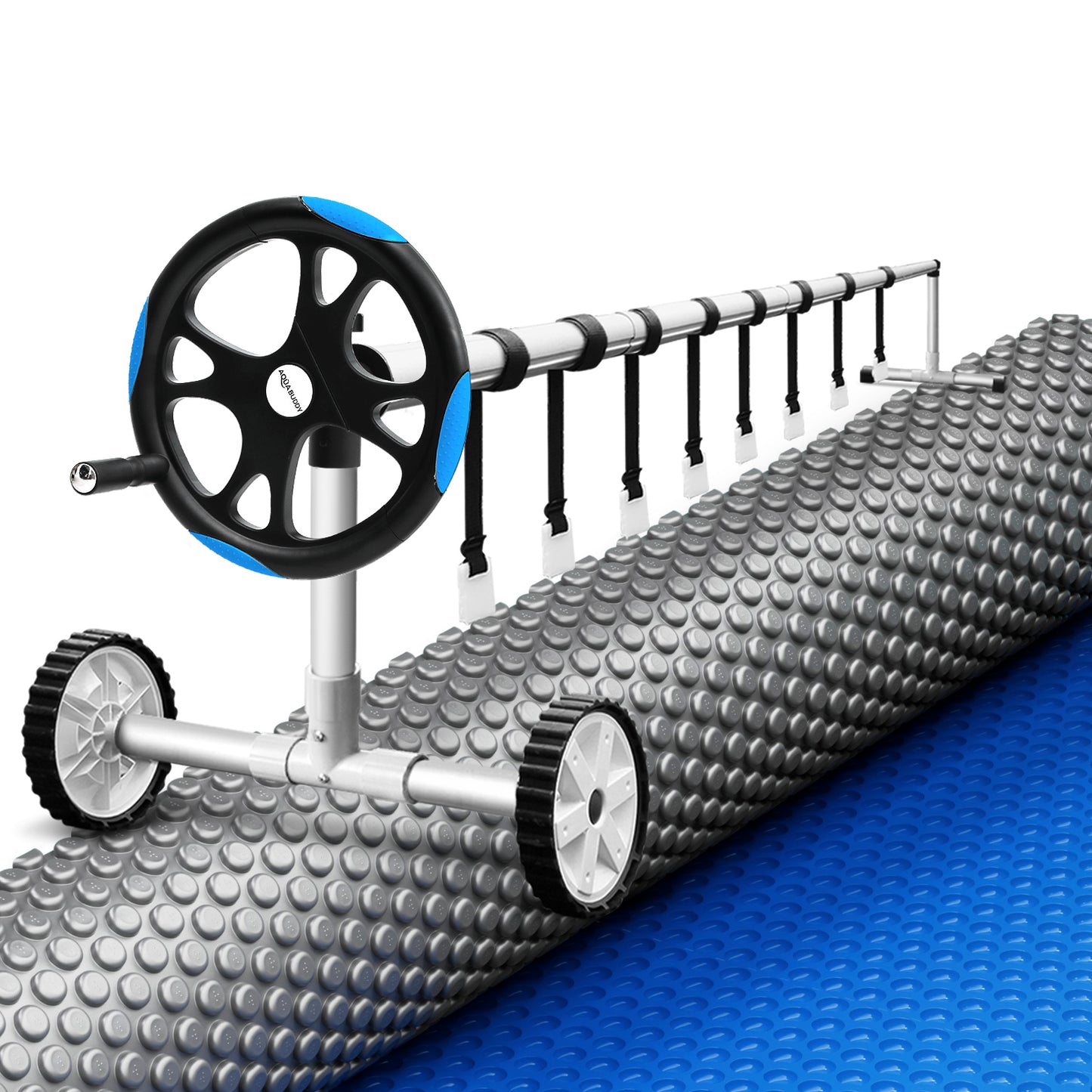 Pool Cover 600 Micron Solar Heat Blanket 8x4.2m with 5.55m Roller Blue