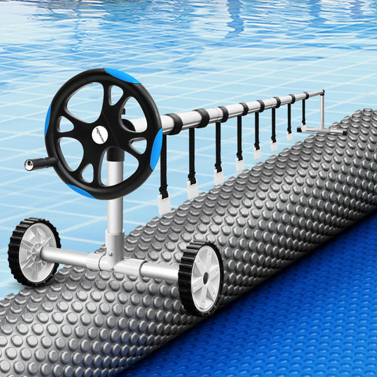 Pool Cover 600 Micron Solar Heat Blanket 8x4.2m with 5.55m Roller Blue