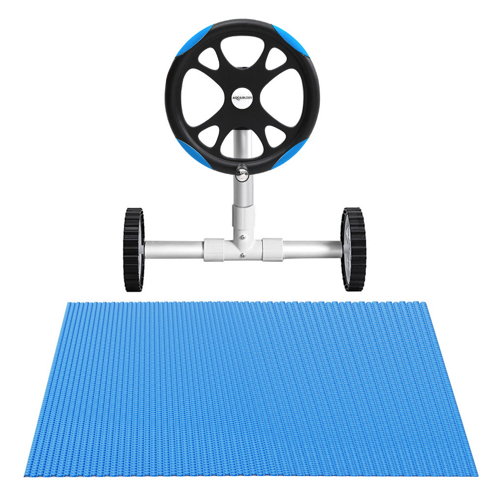 Pool Cover 600 Micron Solar Heat 9.5x5m Blanket with 5.55m Roller Blue