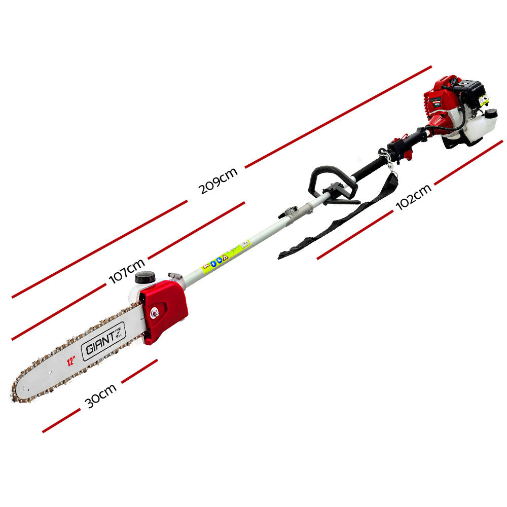 62CC Pole Chainsaw Hedge Trimmer 12in Chain Saw 4.3m Long Reach