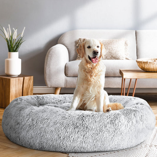 Alaunt Dog Beds 110cm Calming Soft Plush - Light Charcoal XLARGE