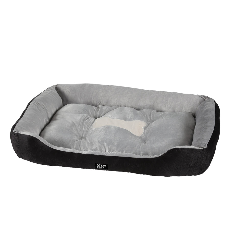 LARGE Dog Beds Pet Calming Soft Sleeping Comfy Plush Mat Cave Washable - Black