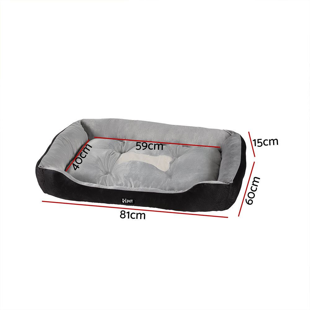 LARGE Dog Beds Pet Calming Soft Sleeping Comfy Plush Mat Cave Washable - Black