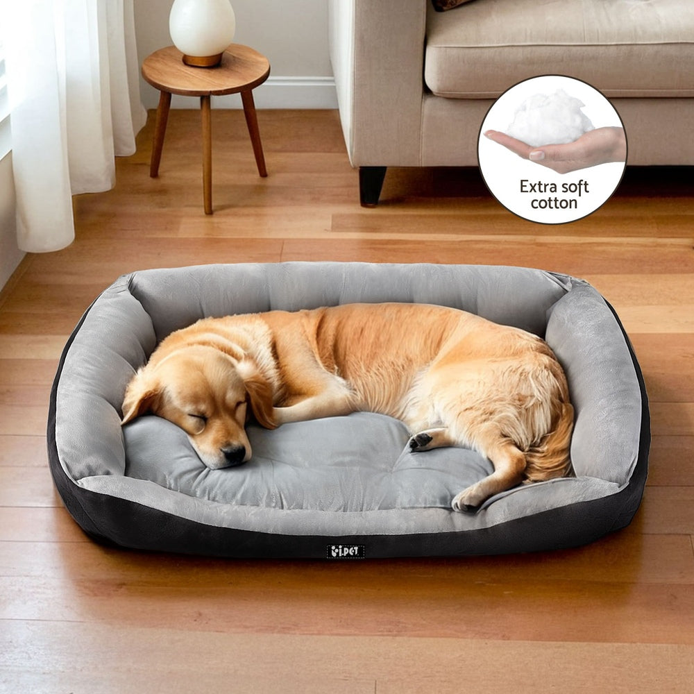 LARGE Dog Beds Pet Calming Soft Sleeping Comfy Plush Mat Cave Washable - Black