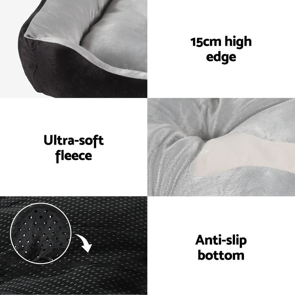 LARGE Dog Beds Pet Calming Soft Sleeping Comfy Plush Mat Cave Washable - Black