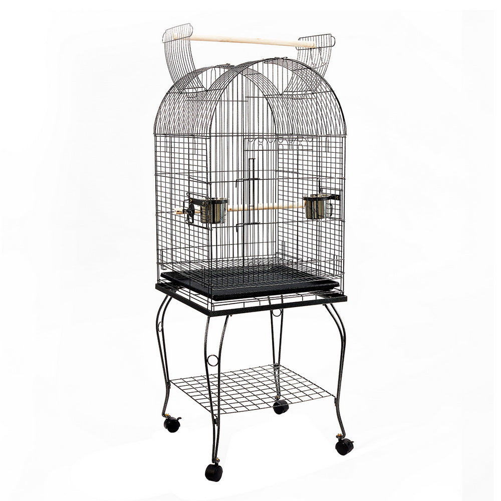 Dome Shape Large Bird Cage with Perch - Black