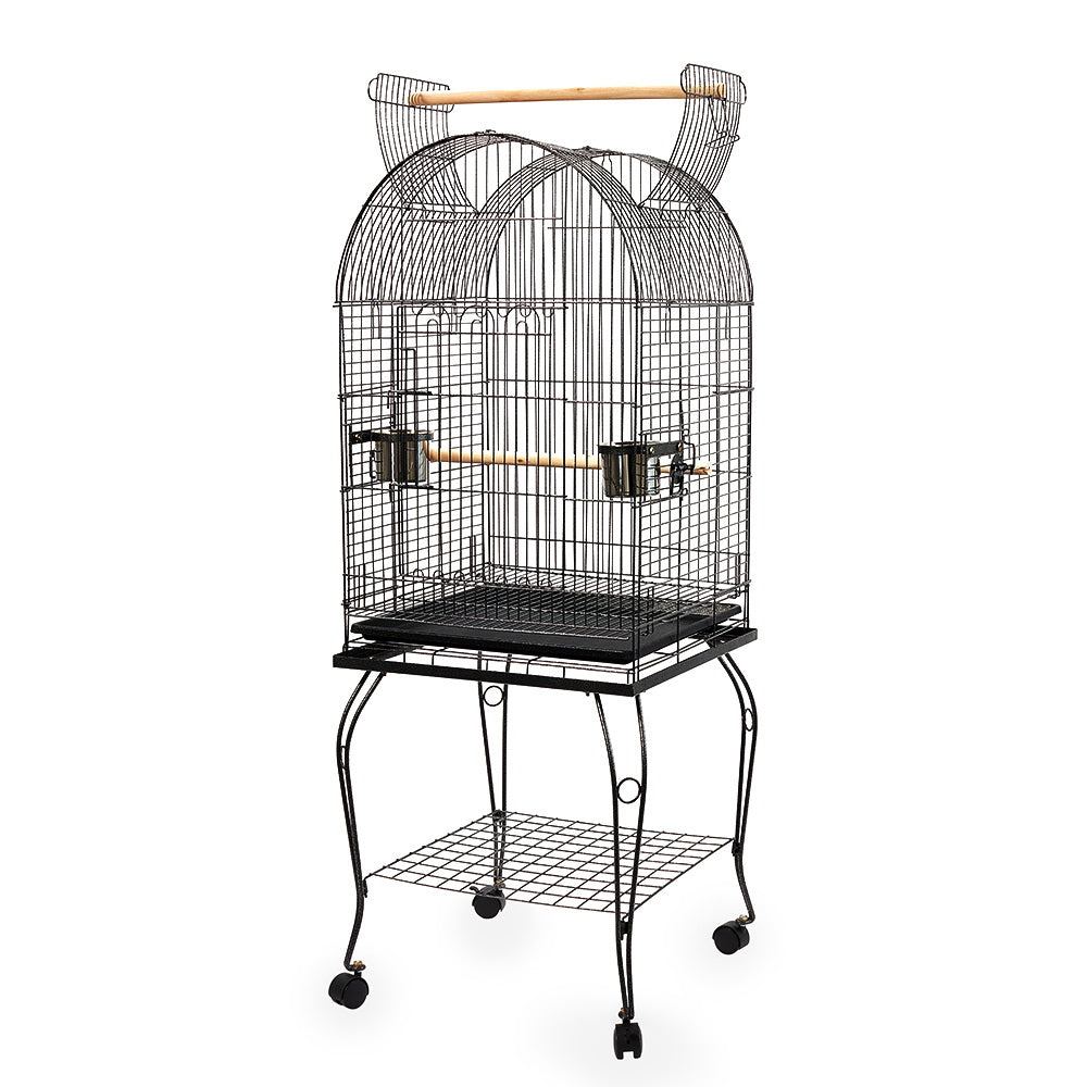 Dome Shape Large Bird Cage with Perch - Black