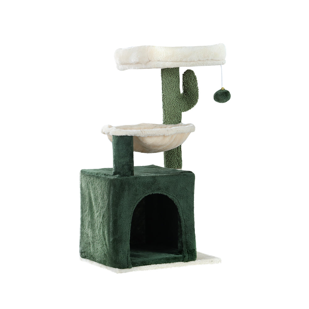 Cat Tree Tower Scratching Post Scratcher Wood Condo Bed Toys House 78cm - Green