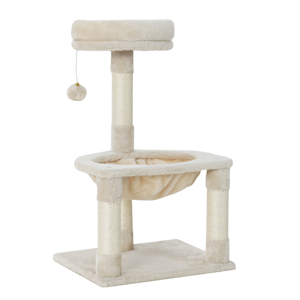 Cat Tree Tower Scratching Post Scratcher Wood Condo Toys House Bed 69cm - Beige