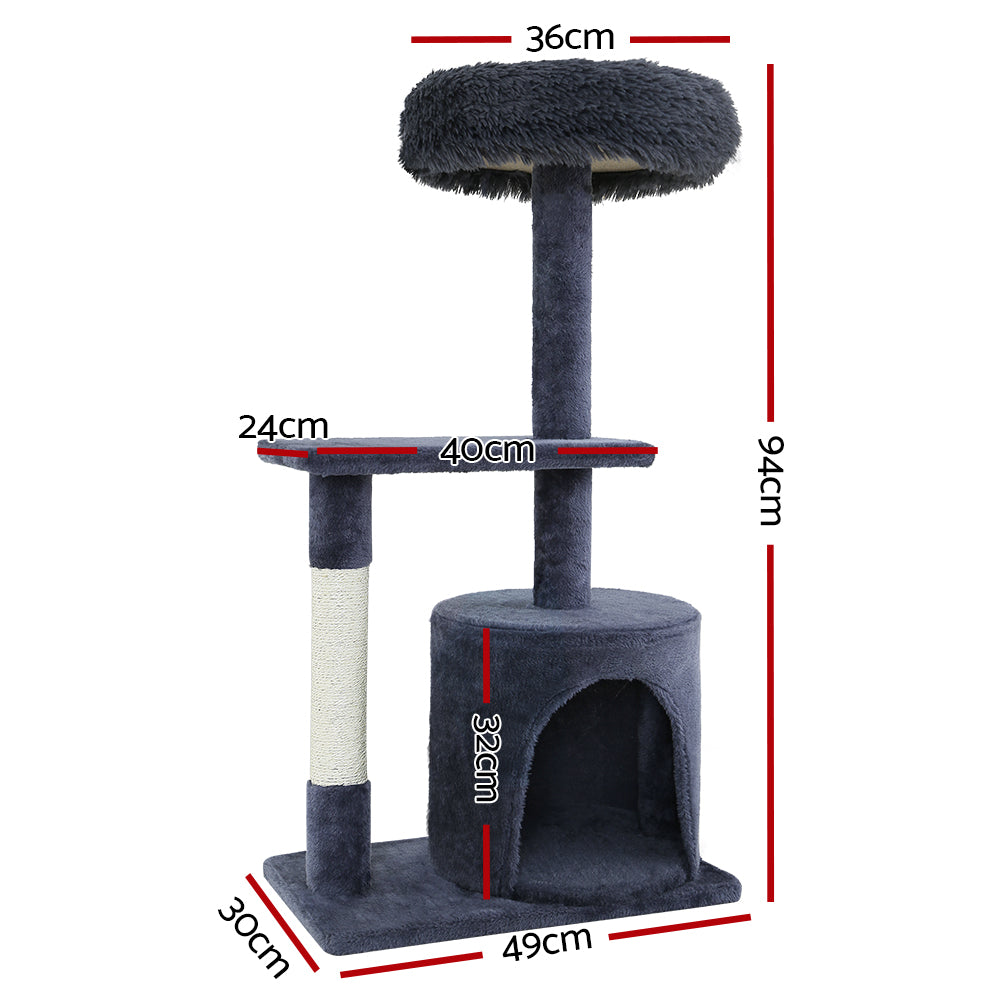 Cat Tree Scratching Post Scratcher Tower Condo House 94cm - Grey