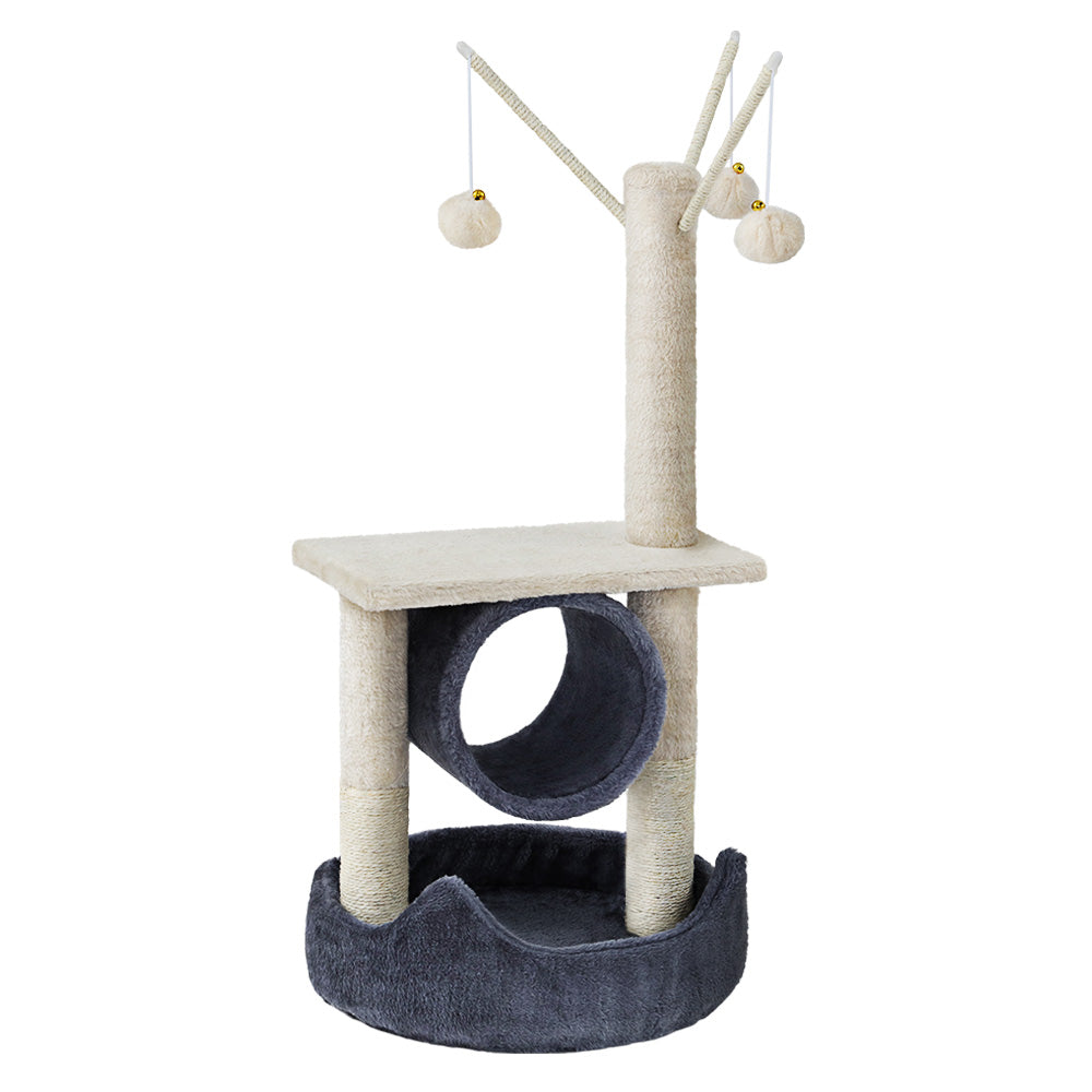 Cat Tree Scratching Post 76cm Scratcher Tower Condo House Hanging toys - Grey