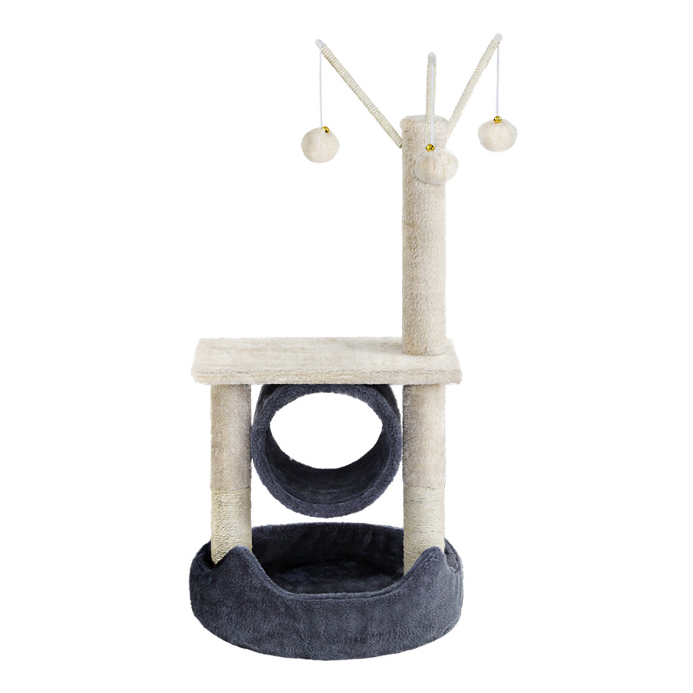 Cat Tree Scratching Post 76cm Scratcher Tower Condo House Hanging toys - Grey