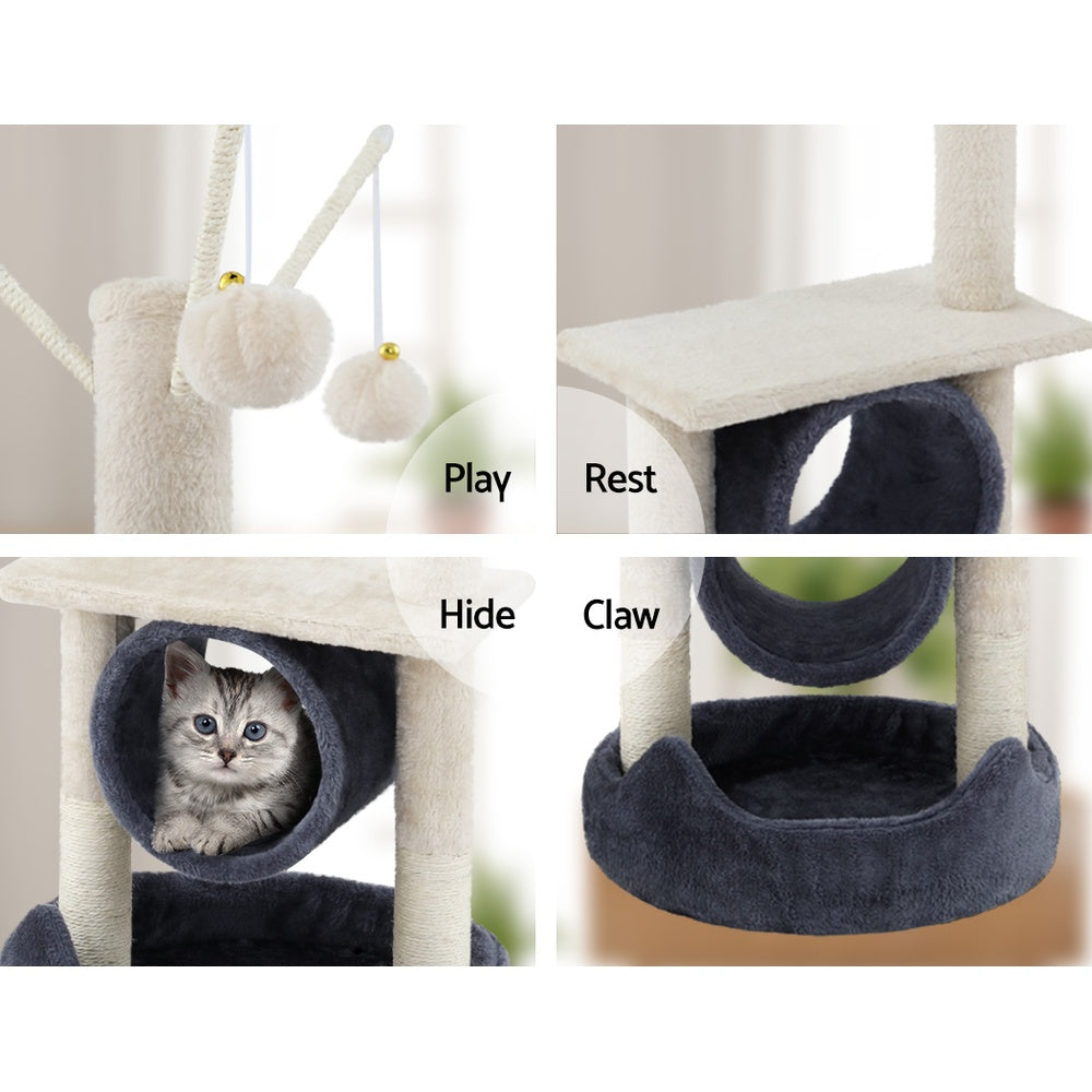 Cat Tree Scratching Post 76cm Scratcher Tower Condo House Hanging toys - Grey