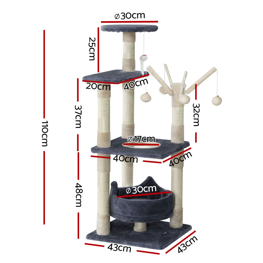 Cat Tree Scratching Post Scratcher Cat Tree Tower Condo House toys 110cm - Grey