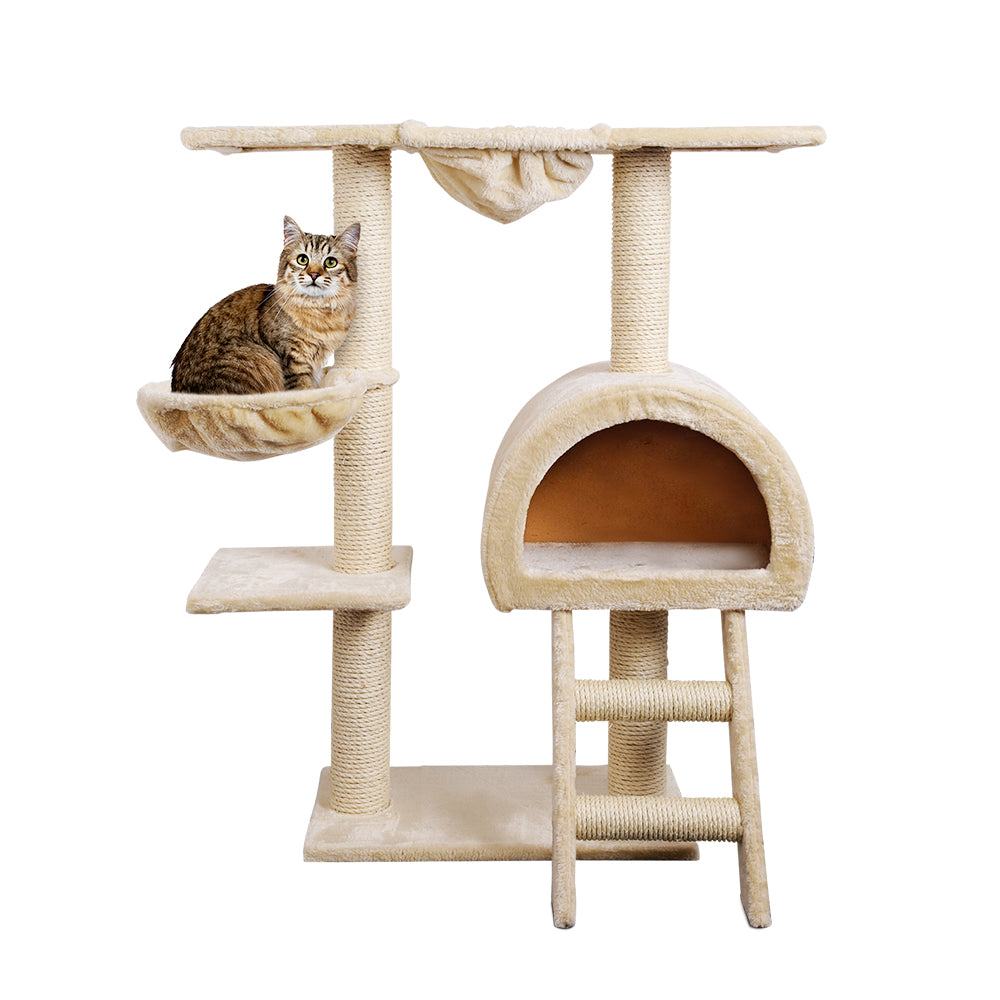 Cat Tree Trees Scratching Post Scratcher Condo Tower House Bed 100cm - Beige