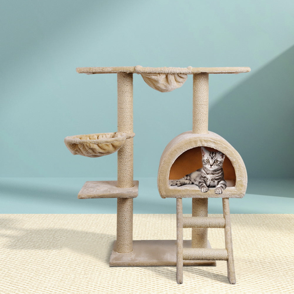 Cat Tree Trees Scratching Post Scratcher Condo Tower House Bed 100cm - Beige