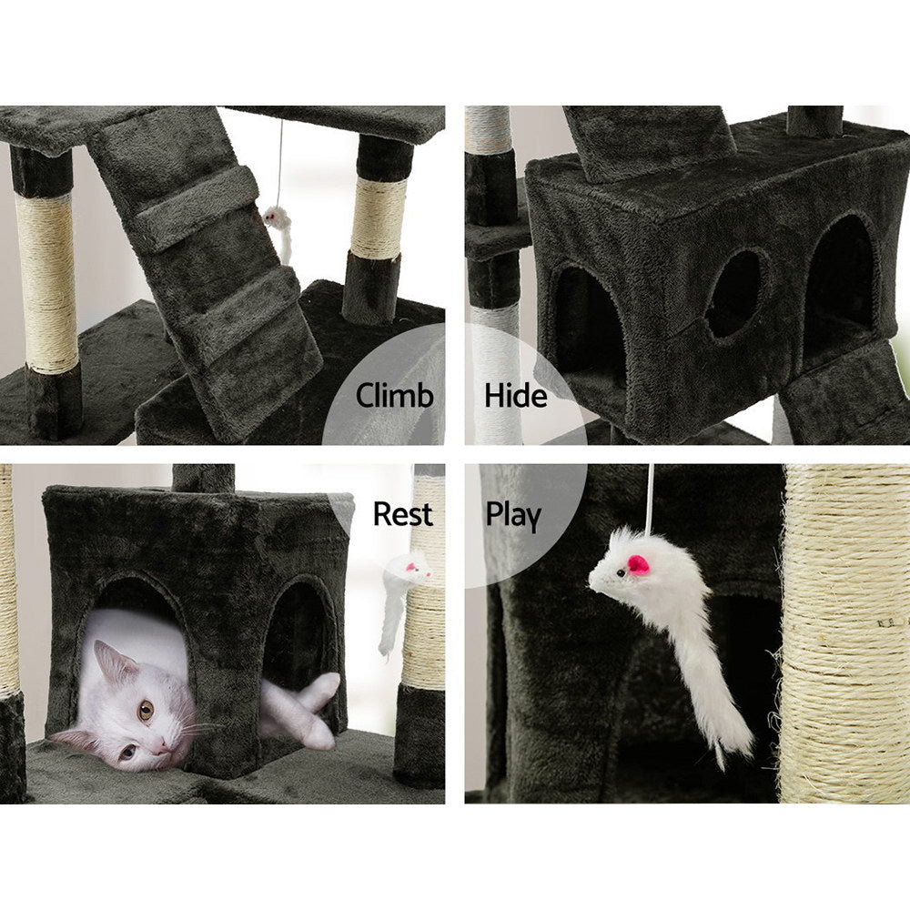 Cat Tree 180cm Trees Scratching Post Scratcher Tower Condo House Furniture Wood - Dark Grey