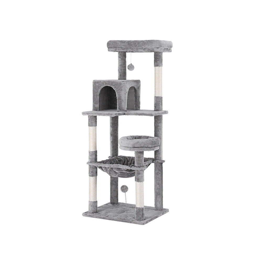 Cat Tree Tower Scratching Post Scratcher 143cm Condo House Trees - Grey