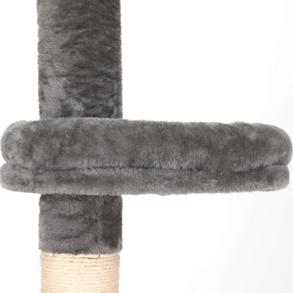 Cat Tree 290cm Tower Scratching Post Scratcher Floor to Ceiling Cats Bed - Grey & White
