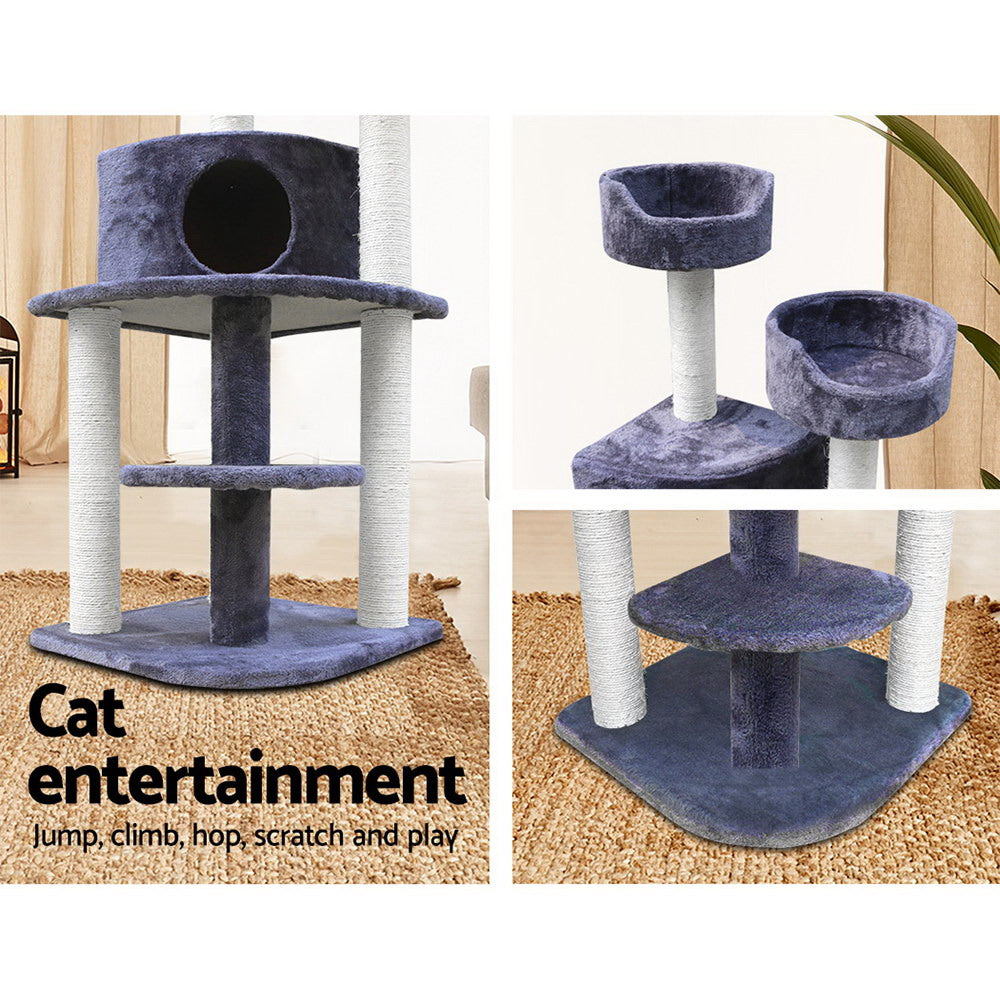 Cat Tree Trees Scratching Post Scratcher Tower Condo House Grey 126cm - Grey