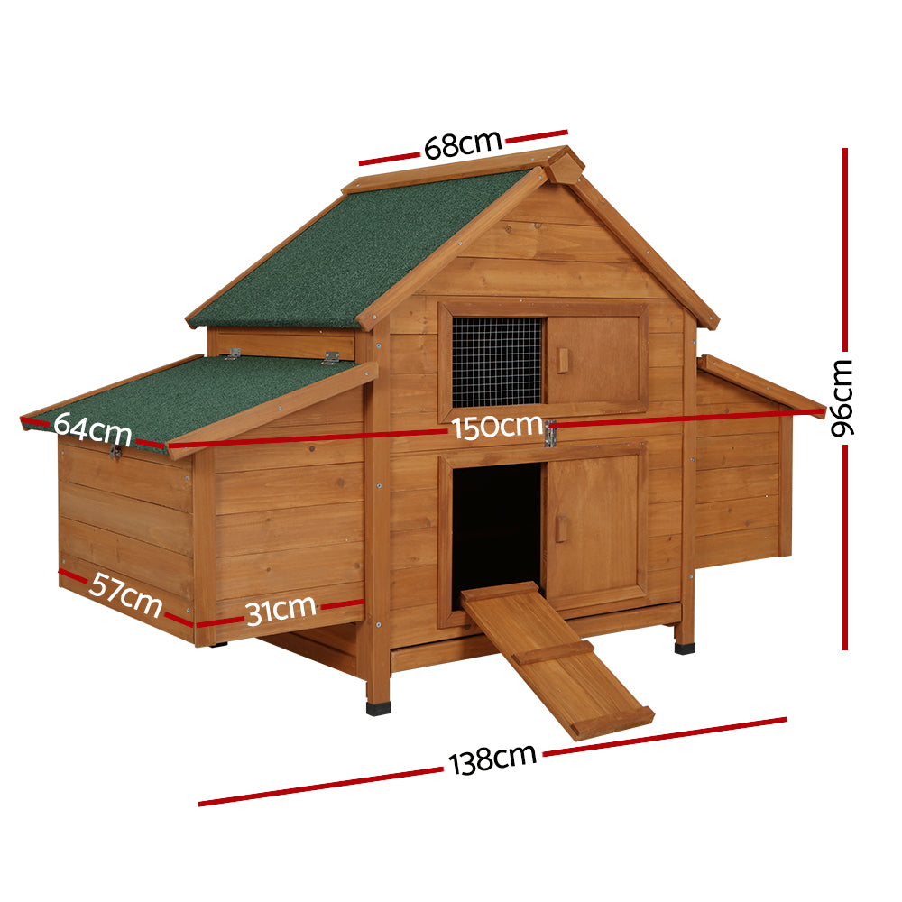Chicken Coop Large Rabbit Hutch House Run Cage Wooden Outdoor Pet Hutch