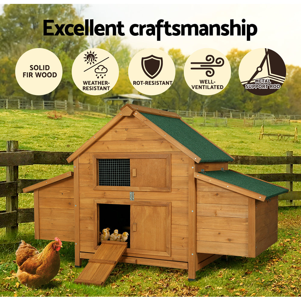 Chicken Coop Large Rabbit Hutch House Run Cage Wooden Outdoor Pet Hutch