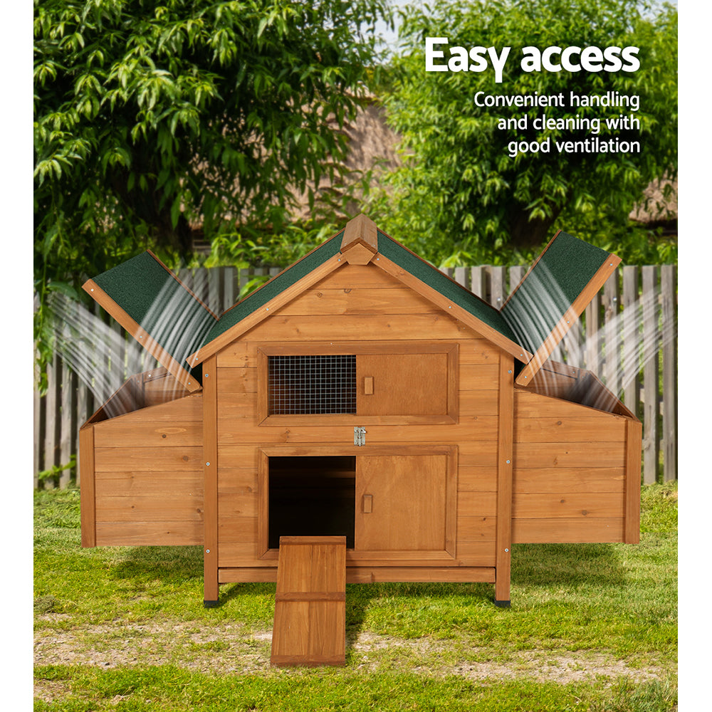 Chicken Coop Large Rabbit Hutch House Run Cage Wooden Outdoor Pet Hutch