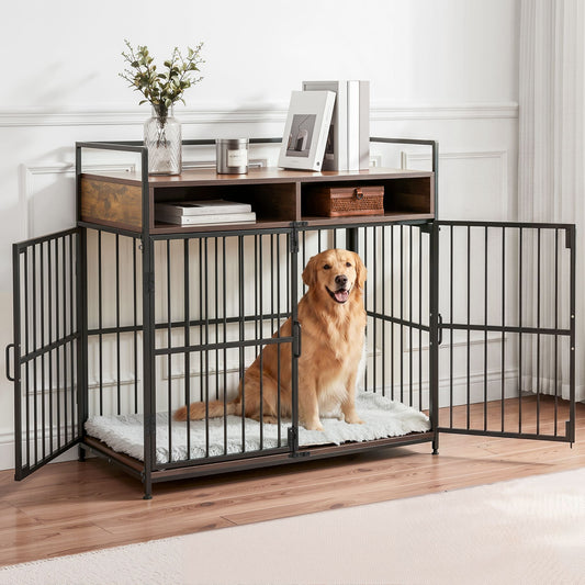 2-in-1 Wooden Dog Crate 104cm Pet Cage Furniture End Table Storage Black