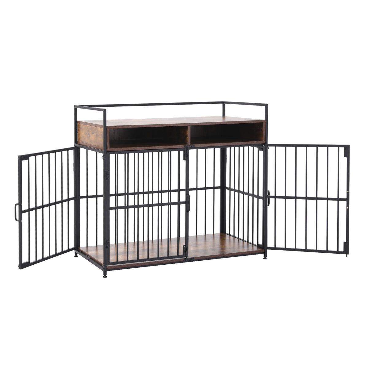2-in-1 Wooden Dog Crate 104cm Pet Cage Furniture End Table Storage Black