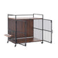 2-in-1 Wooden Dog Crate 99cm Pet Cage Furniture End Table Wheels Black