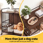 2-in-1 Wooden Dog Crate 99cm Pet Cage Furniture End Table Wheels Black