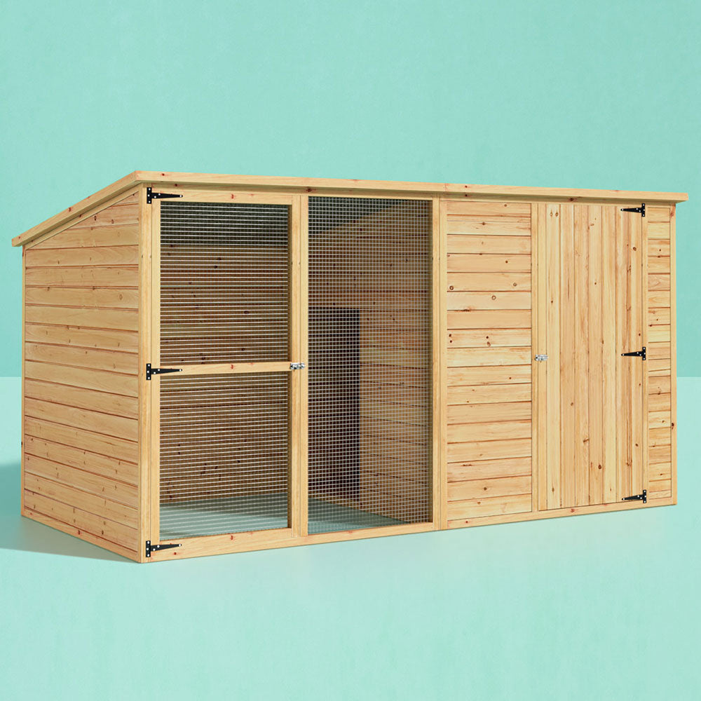 Dog Kennel Extra Large 2.28M Wooden House Bed Outdoor Pet Puppy Cabin Log