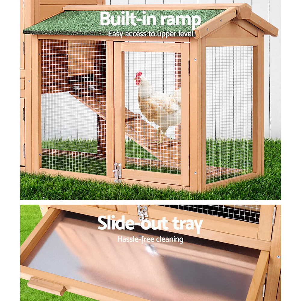 Chicken Coop Rabbit Hutch 138cm Wide Wooden Pet Hutch