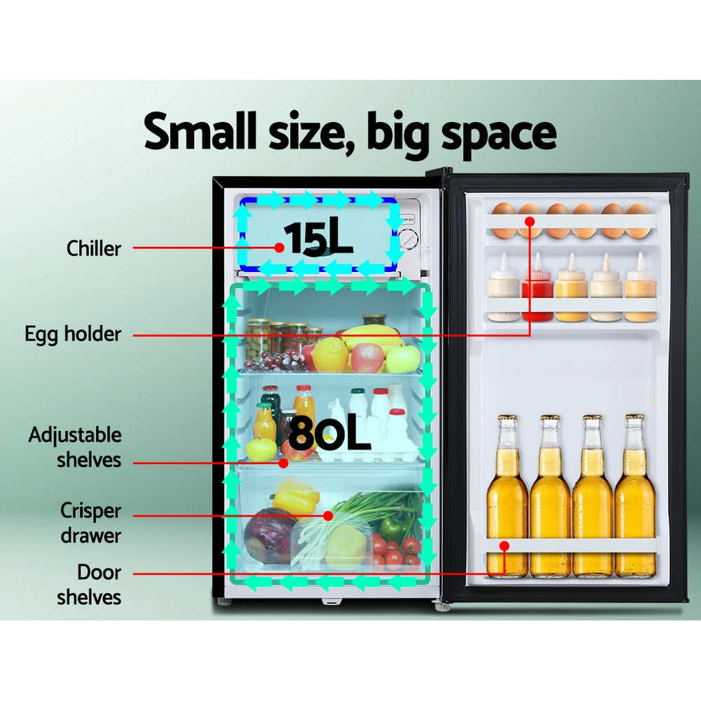 95L Portable Fridge Freezer Bar Upright 12V/24V/240V Camping Caravan