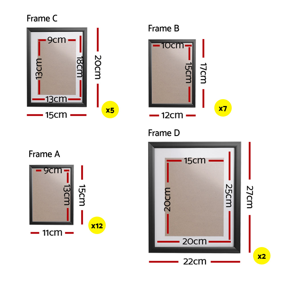 Photo Frames 26PCS  8x10in 5x7in 4x6in 3.5x5in Hanging Wall Frame Black