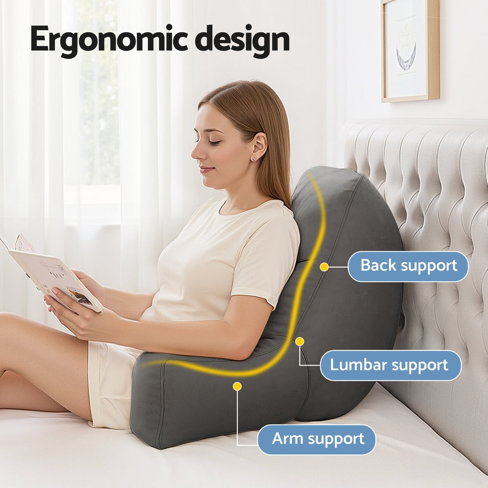 Reading Pillow Back Rest Lumbar Support Cushion - Grey
