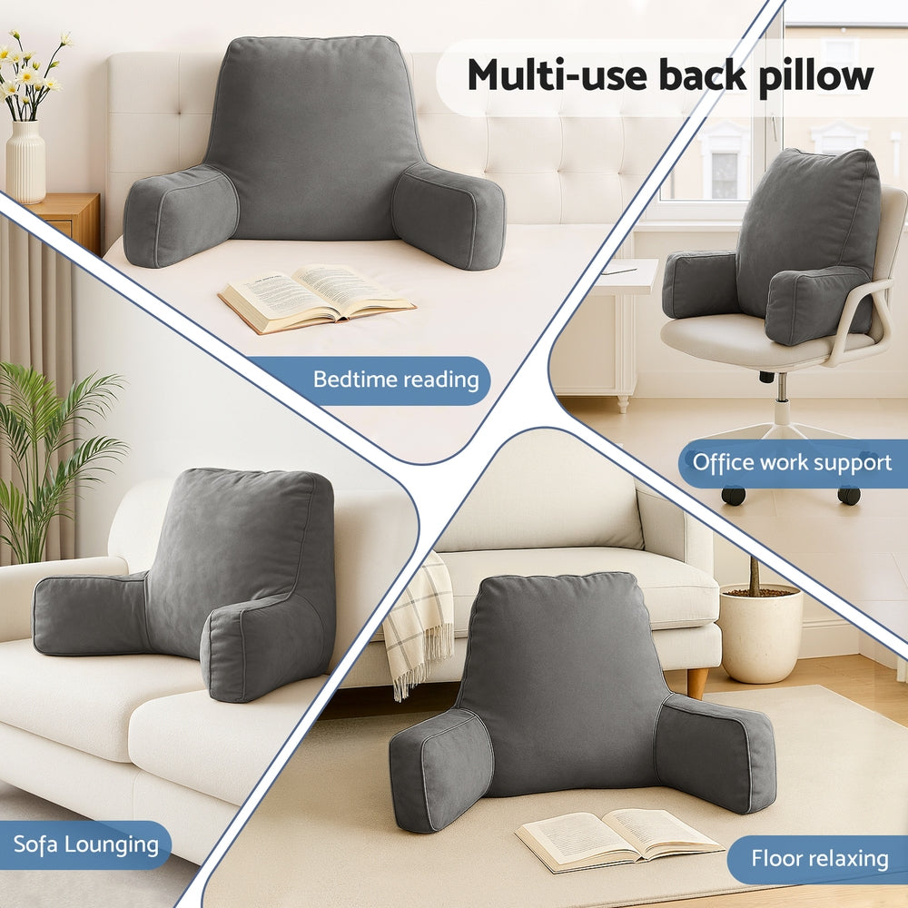 Reading Pillow Back Rest Lumbar Support Cushion - Grey