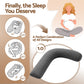 Giselle Bedding Pregnancy Pillow for Side Sleeping L-Shaped Maternity Body Pillow for Women 100% Cotton Jersey Cover for Head Neck Belly Support, 63x115 cm Grey
