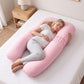 Giselle Bedding Pregnancy Pillow U Shaped Full Body Pillow with 100% Cotton Jersey Cover Maternity Pillow for Sleeping Reading, Pink, 73x133cm