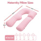Giselle Bedding Pregnancy Pillow U Shaped Full Body Pillow with 100% Cotton Jersey Cover Maternity Pillow for Sleeping Reading, Pink, 73x133cm