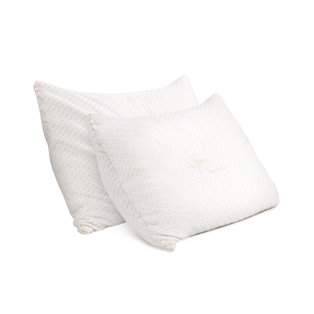 Set of 2 Memory Foam Pillow Bamboo Cover