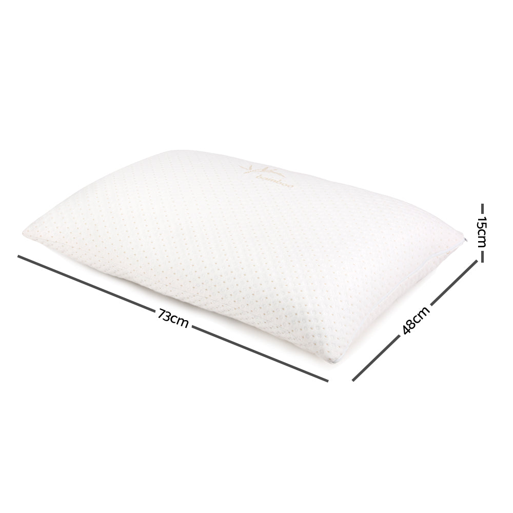 Set of 2 Single Bamboo Memory Foam Pillow - White