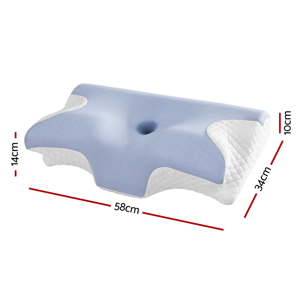 Memory Foam Pillow Ergonomic Contour - Blue