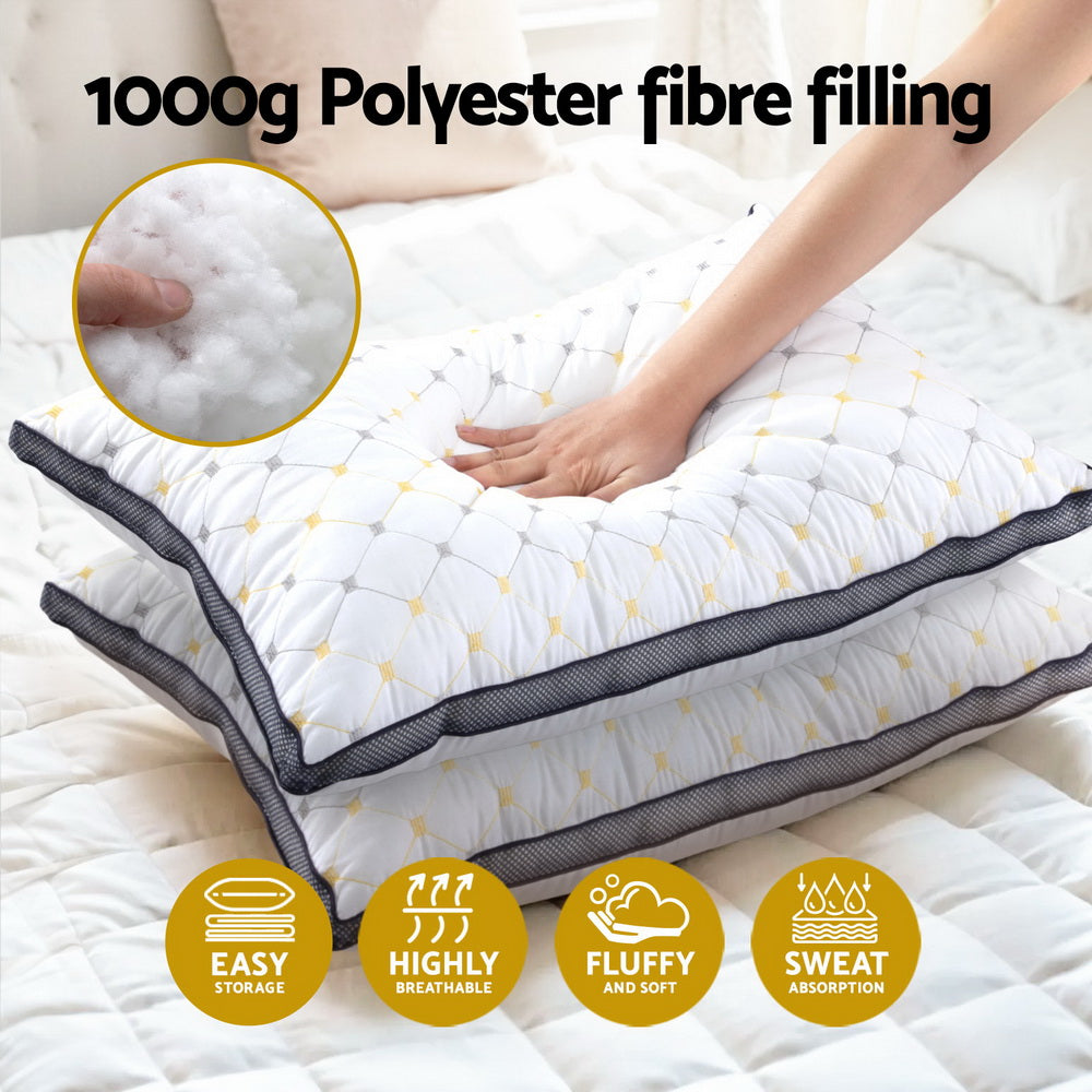 Set of 2 Pillows Microfibre - White