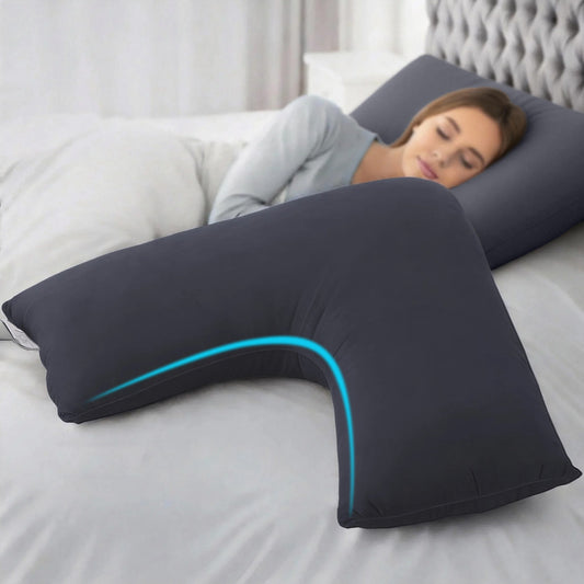 V Shape Pillow Boomerang Nursing Body Cushion Grey