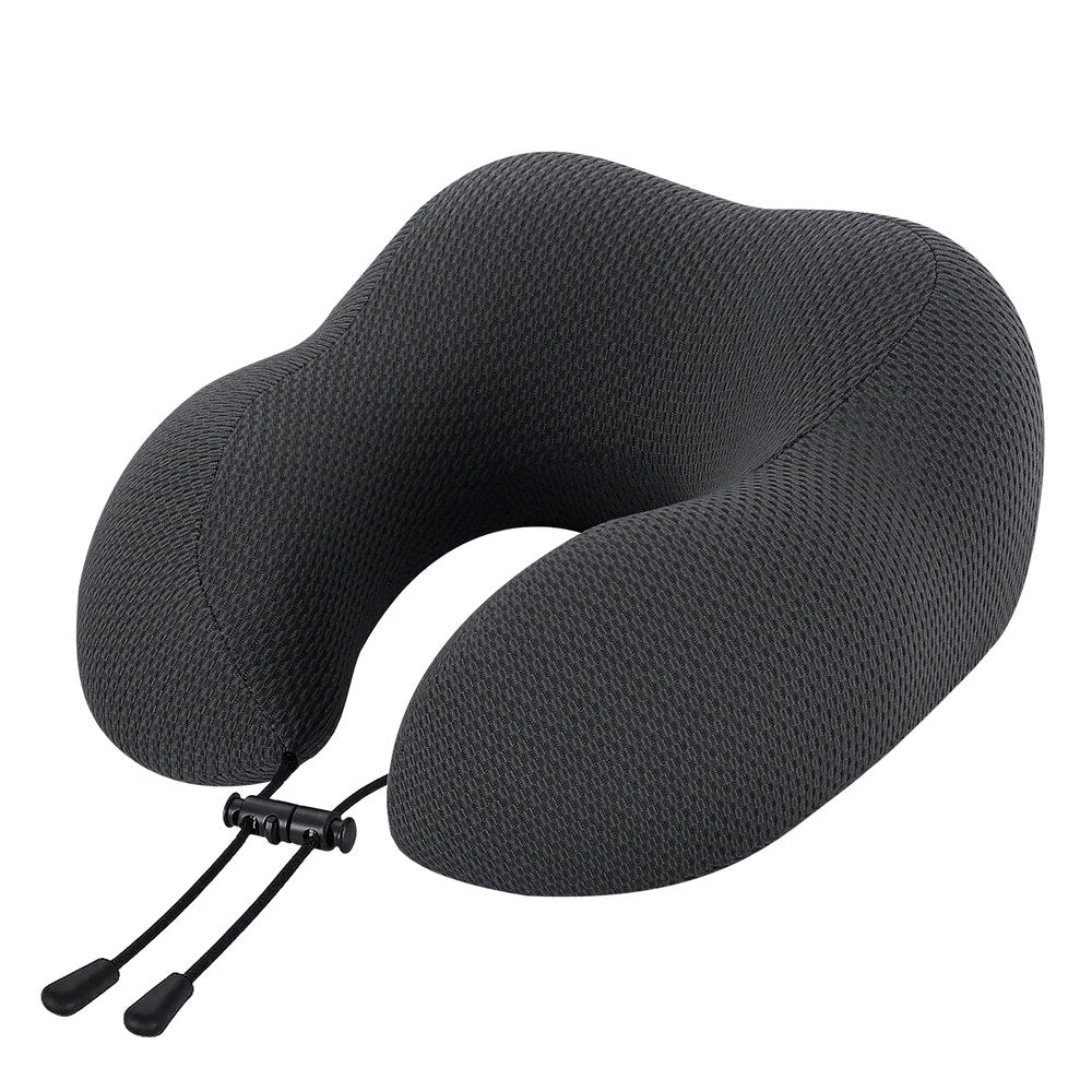 Travel Neck Pillow U-Shape Support Memory Foam Plane Car Cushion - Black
