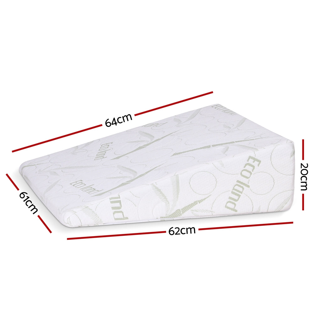 Wedge Pillow Gel Memory Foam Ergonomic Support Bamboo Cover - White