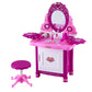 Kids Pretend Makeup Play Set Dressing Table Chair Girls Toys Children - Pink