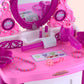 Kids Pretend Makeup Play Set Dressing Table Chair Girls Toys Children - Pink