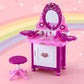 Kids Pretend Makeup Play Set Dressing Table Chair Girls Toys Children - Pink